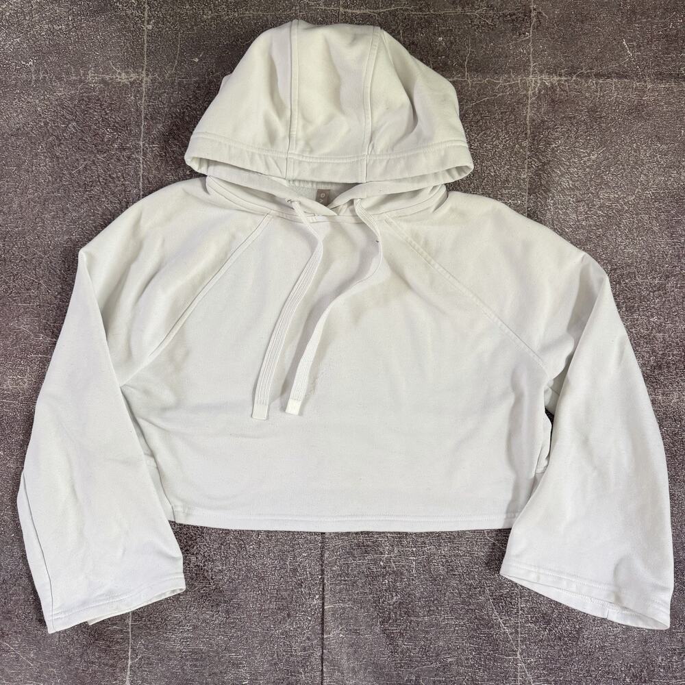 Women's Athleta Steady State White Oversized Copped Yoga Hoodie Sweatshirt Sz XS